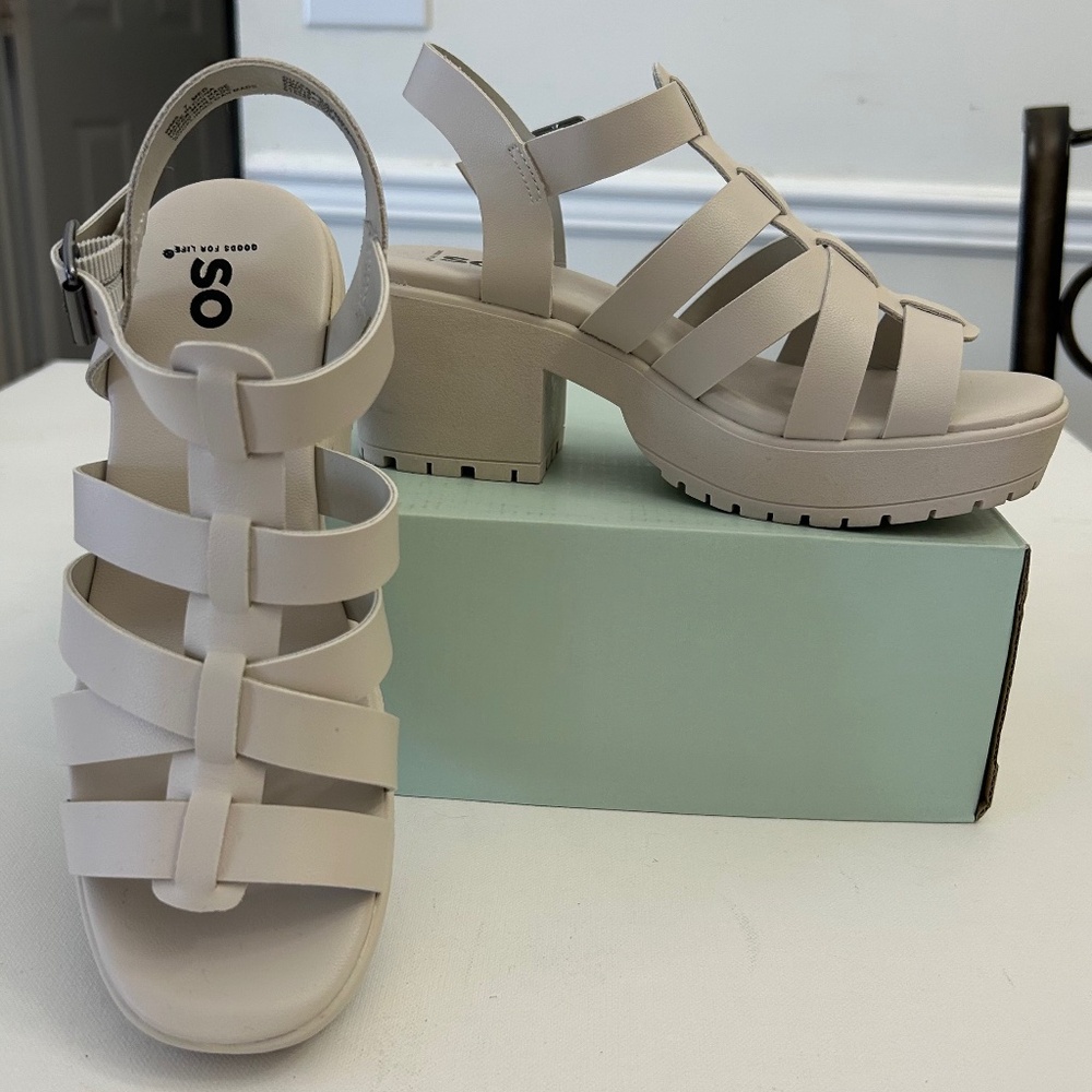 SO® Zarita Lug Platform Sandals, Bone Size 7 Medium